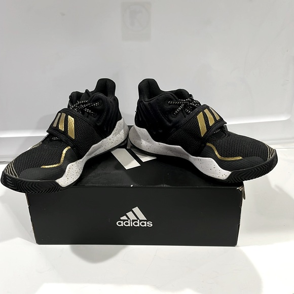 ADIDAS Deep Threat J Black,Gold,White Kids Basketball Sneaker Shoes  SIZE 3 1/2 - Picture 4 of 11